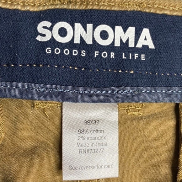 Sonoma Flexwear Pants Tan Khaki Straight Fit Cargo Pants 38x32 - Picture 7 of 13